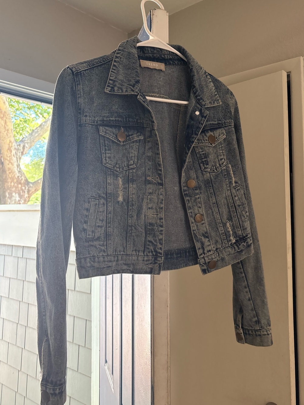 Washed Black Denim Jacket - Women's